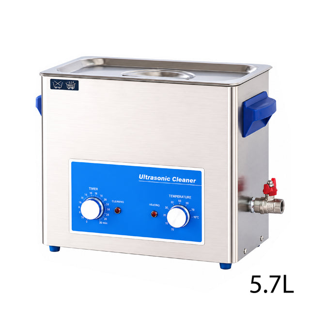 5.7L digital stainless steel ultrasonic cleaner with 150W power, 40kHz frequency, heater and timer