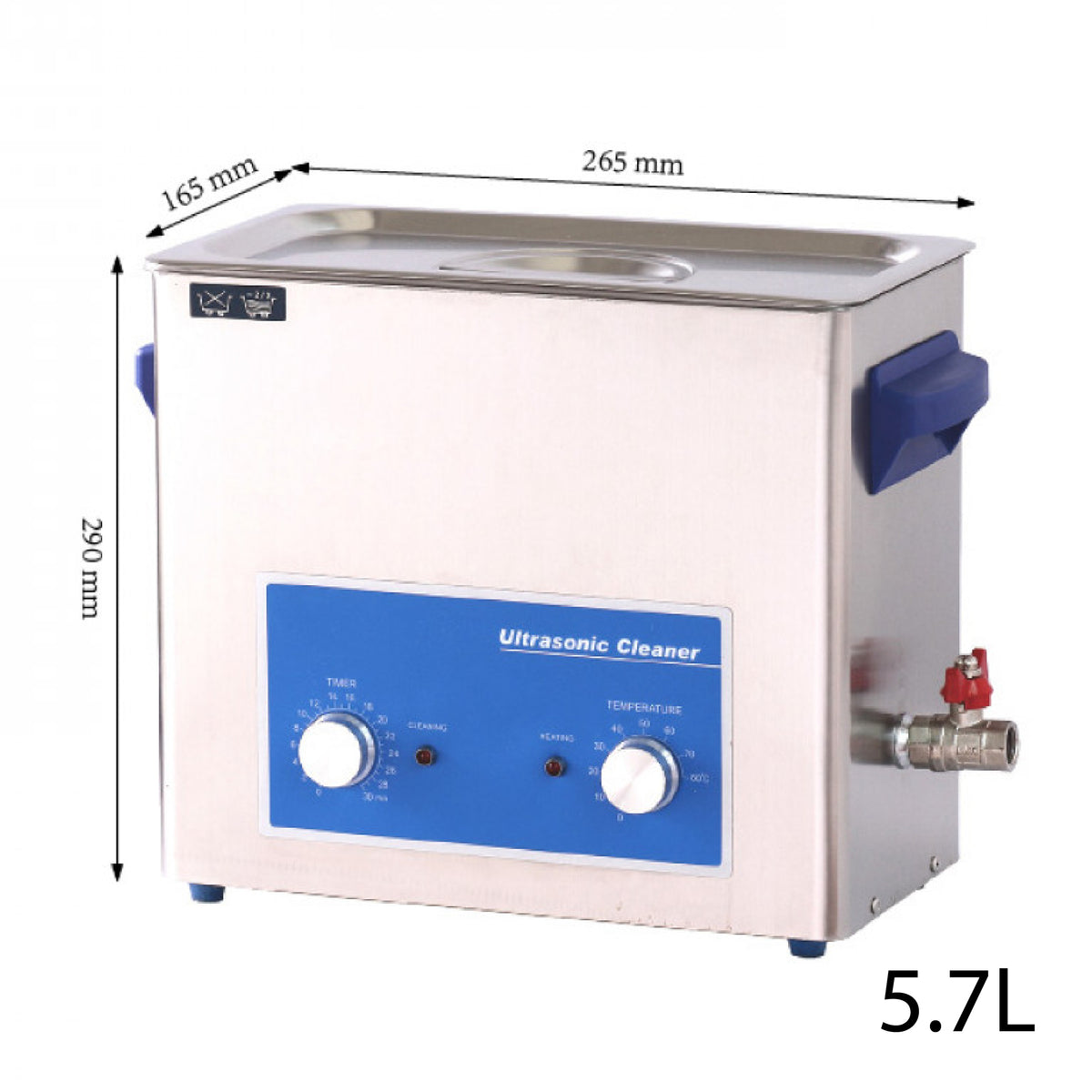 Professional 5.7 litre ultrasonic jewellery cleaner with digital temperature and timer controls