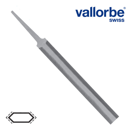Vallorbe Screwhead File with Tang LP1840 75mm Swiss-made precision file for filing and refining small screw slots in jewelry and watchmaking applications.