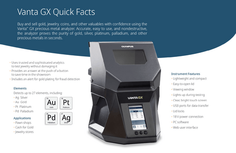 Vanta GX analyzer measuring karat gold and metal composition