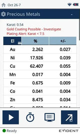 Vanta GX XRF analyzer detecting gold plating and impurities
