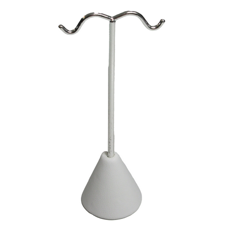 Earring Stand - Base White Simili Leather