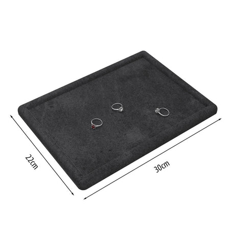 Black velvet jewelry display tray for rings and earrings