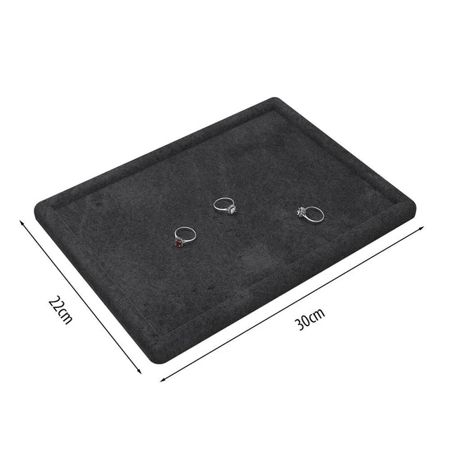 Black velvet jewelry display tray for rings and earrings