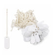 White plastic jewelry price tags with string for retail labeling