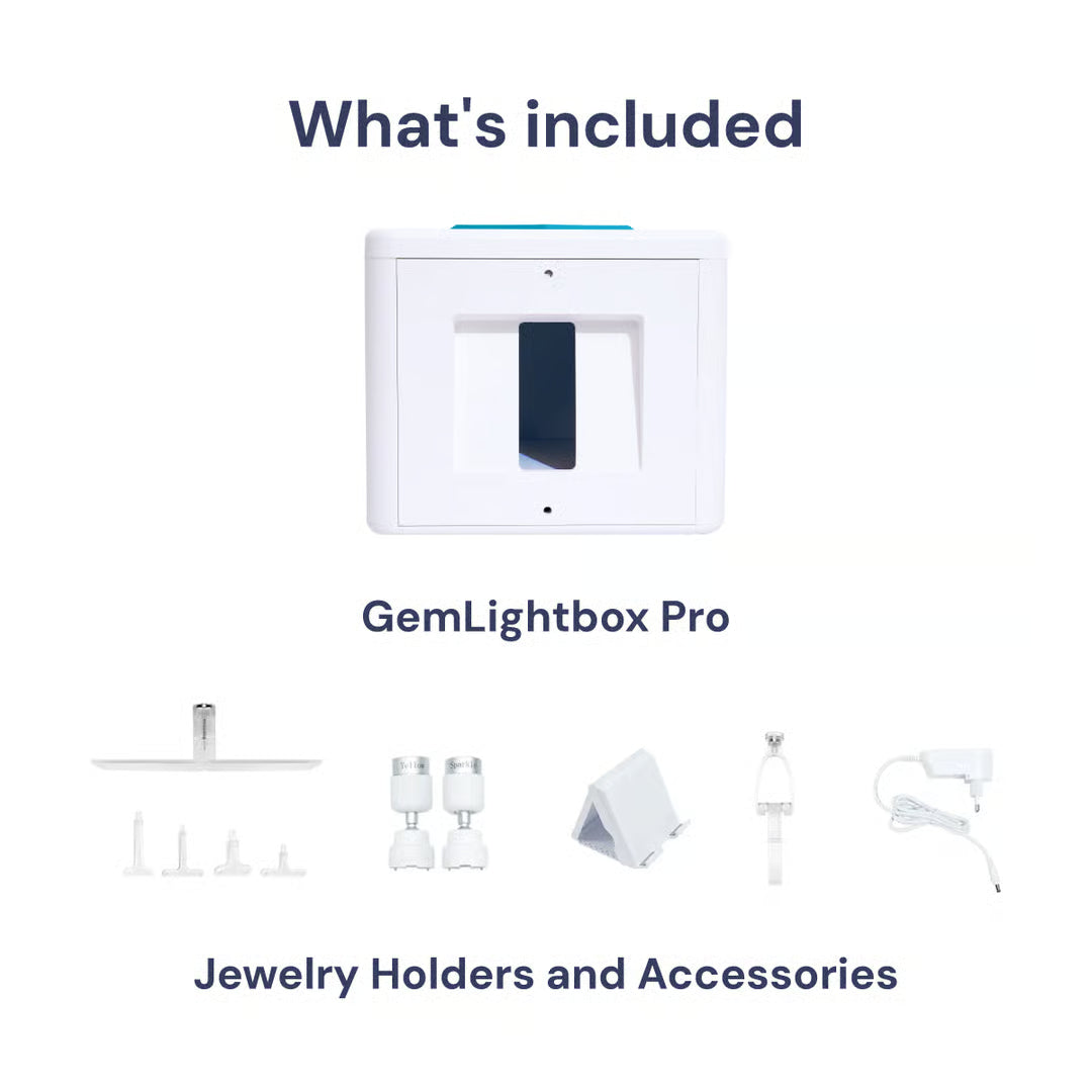 GemLightbox Pro smartphone jewelry photography lightbox with dual turntables for rings, necklaces, earrings, and gemstones