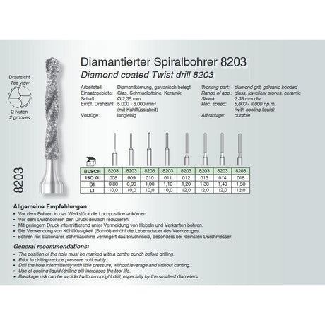 DIAMOND - twist - drill - Busch - 8203